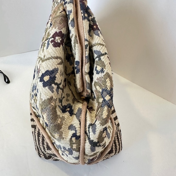Atenti Betty Origins Doctor Bag Purse Neutral Colors Damask Tapestry Embroidery - Picture 9 of 13
